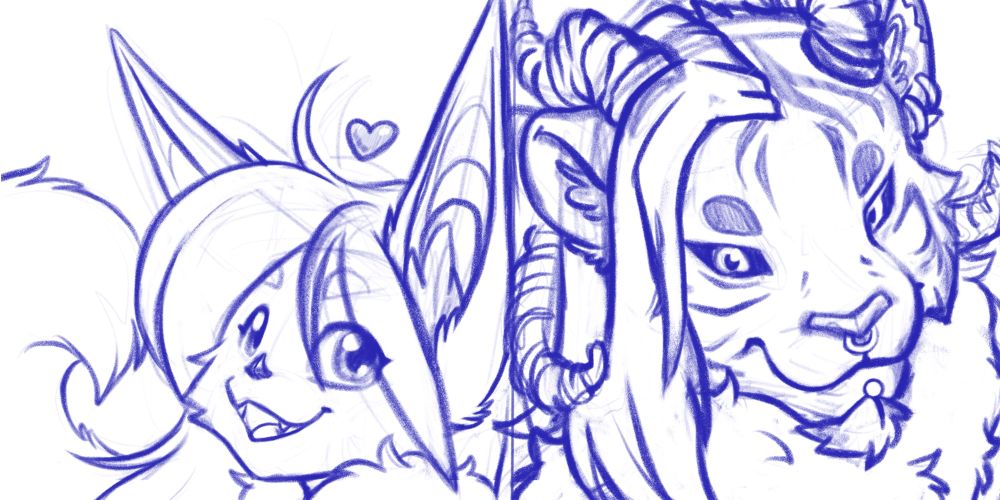 Side by side sketch of Khirnah and Viktor