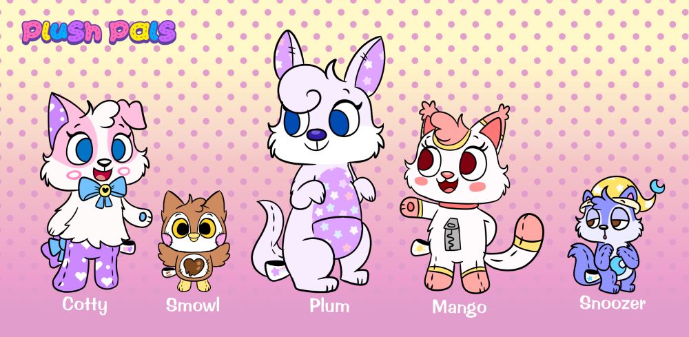 Artwork of the Plush Pals from 2023