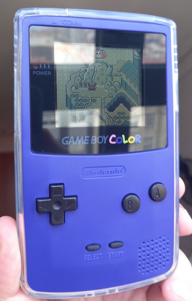 The Game Boy Color in question, looking pristine despite being almost 30 years old.