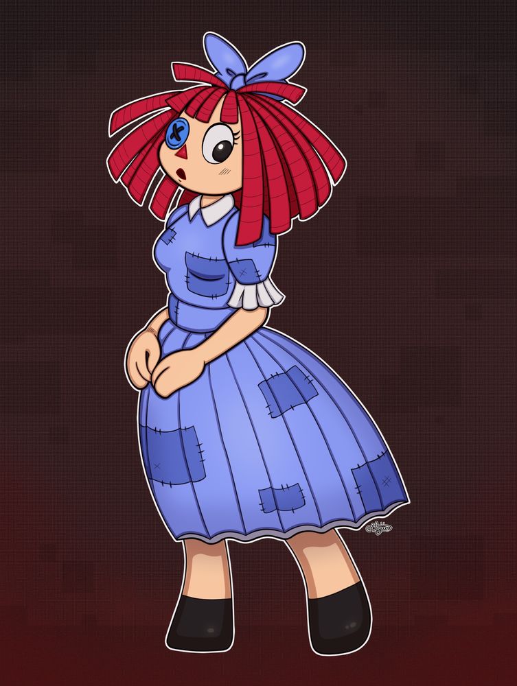 An illustration featuring Ragatha from The Amazing Digital Circus.