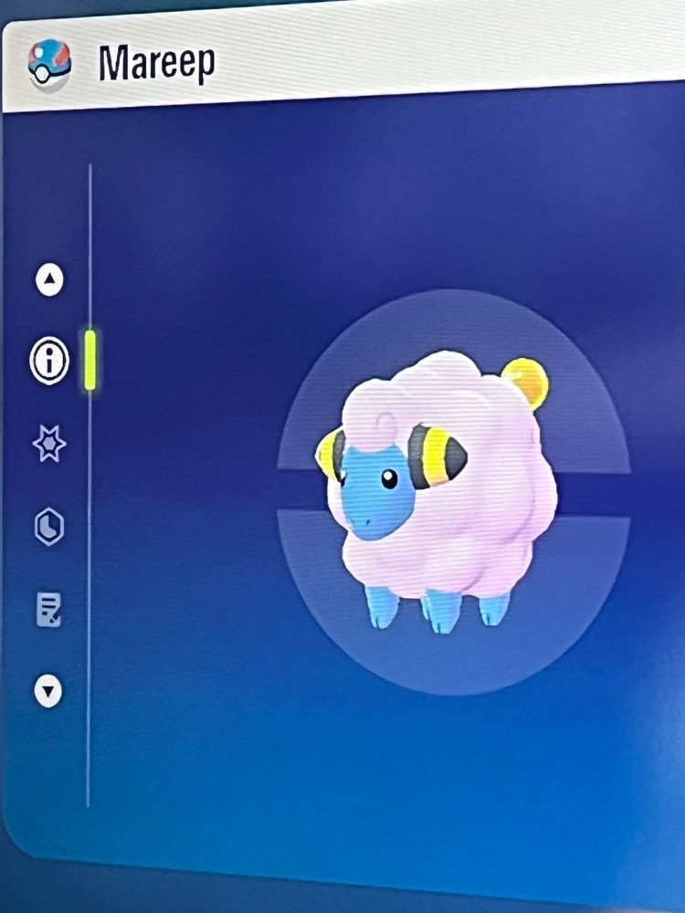 screenshot from pokémon legends z-a of a shiny mareep