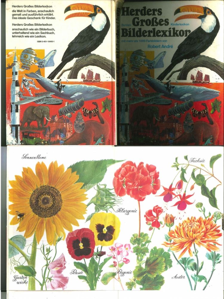 vorder rück und eine doppelseite aus herders grossen bilderlexikon etwa 1980 eine mongolfier ist auf dem cover zu sehen...
