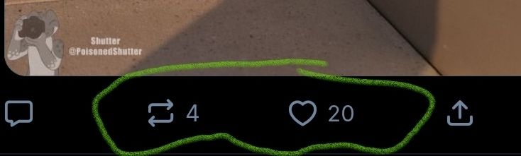 A screencap of the above post's reposts and likes, showing four reposts and 20 likes, which is a funny pair of numbers