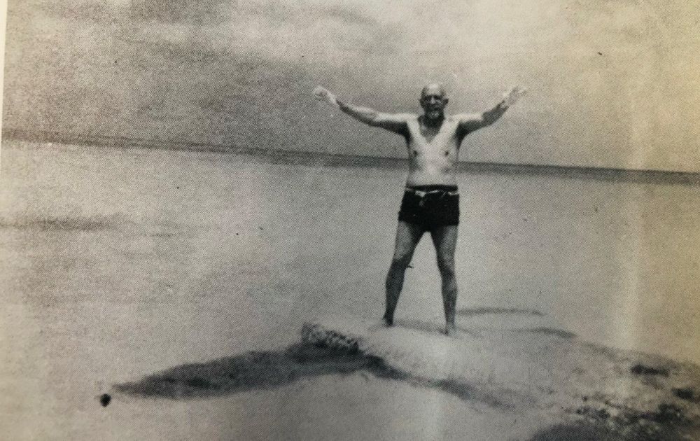 Photo of W.E.B. Du Bois at the beach in Massachusetts, ca. 1930s. C/o Kimberly Ann Harris.