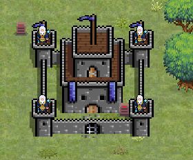 Ascending Realms demo Arcane Talon townhall with wizards garrisoned.