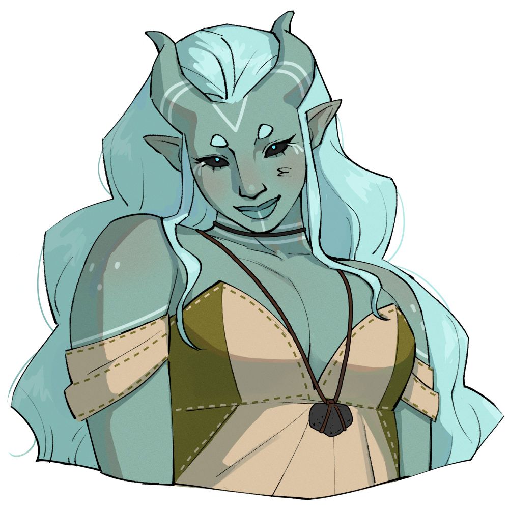 A digital bust drawing of Daelyn by Rinnyleep