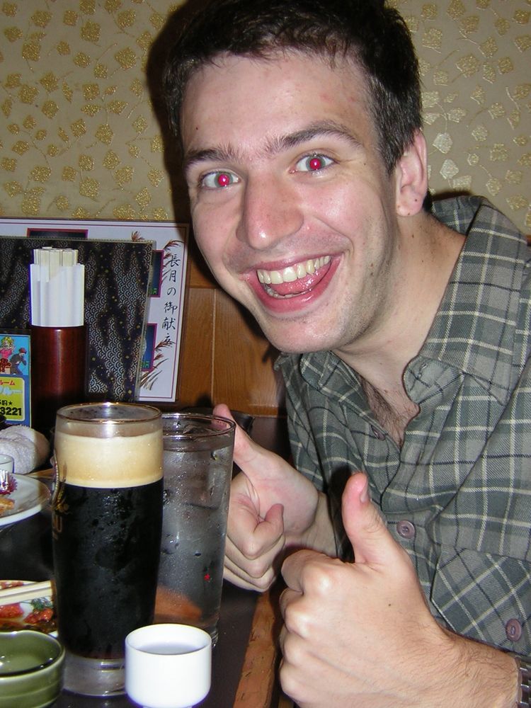 Me, and a pint of Yebisu (?) stout  