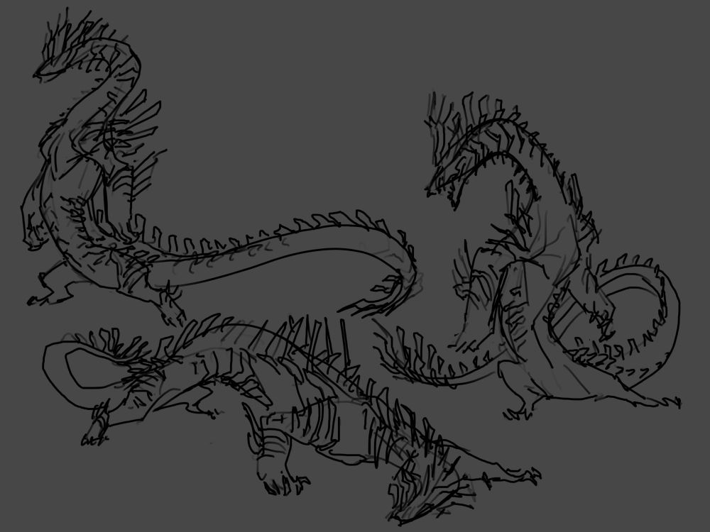 Various doodles of jin dahaad, a monster from monster hunter wilds
