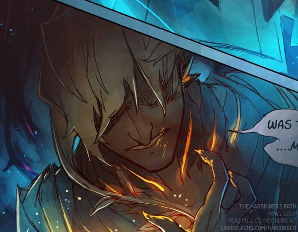Comic panel crop showing Trahearne with his eyes downcast, hand clutched by his chest.