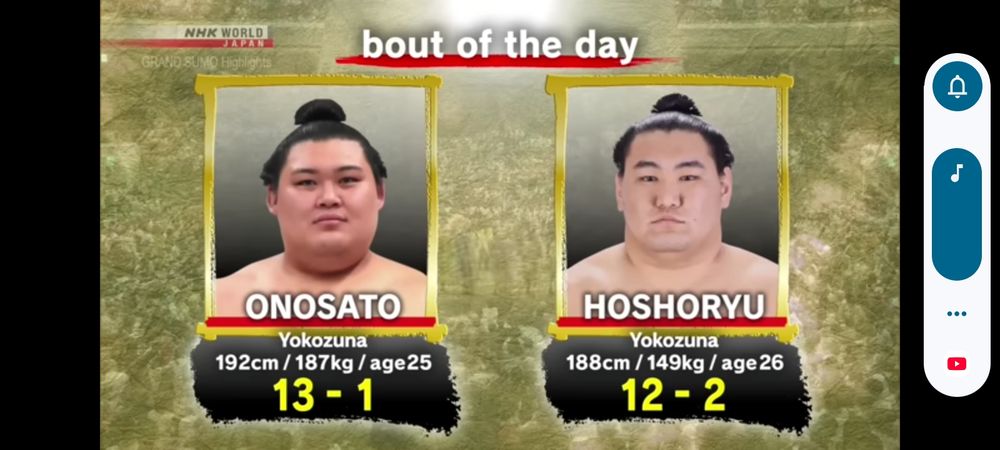 going into today, Onosato 13-1; Hoshoryu 12-2