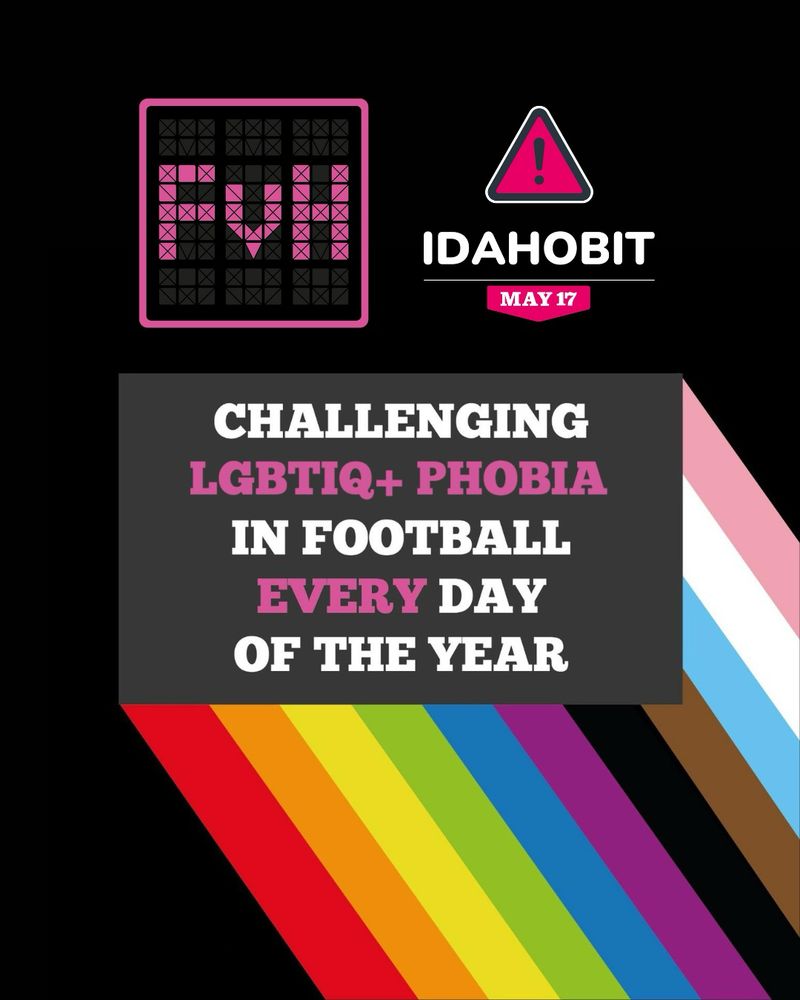 A graphic showing the logos of Football v Homophobia and IDAHOBIT