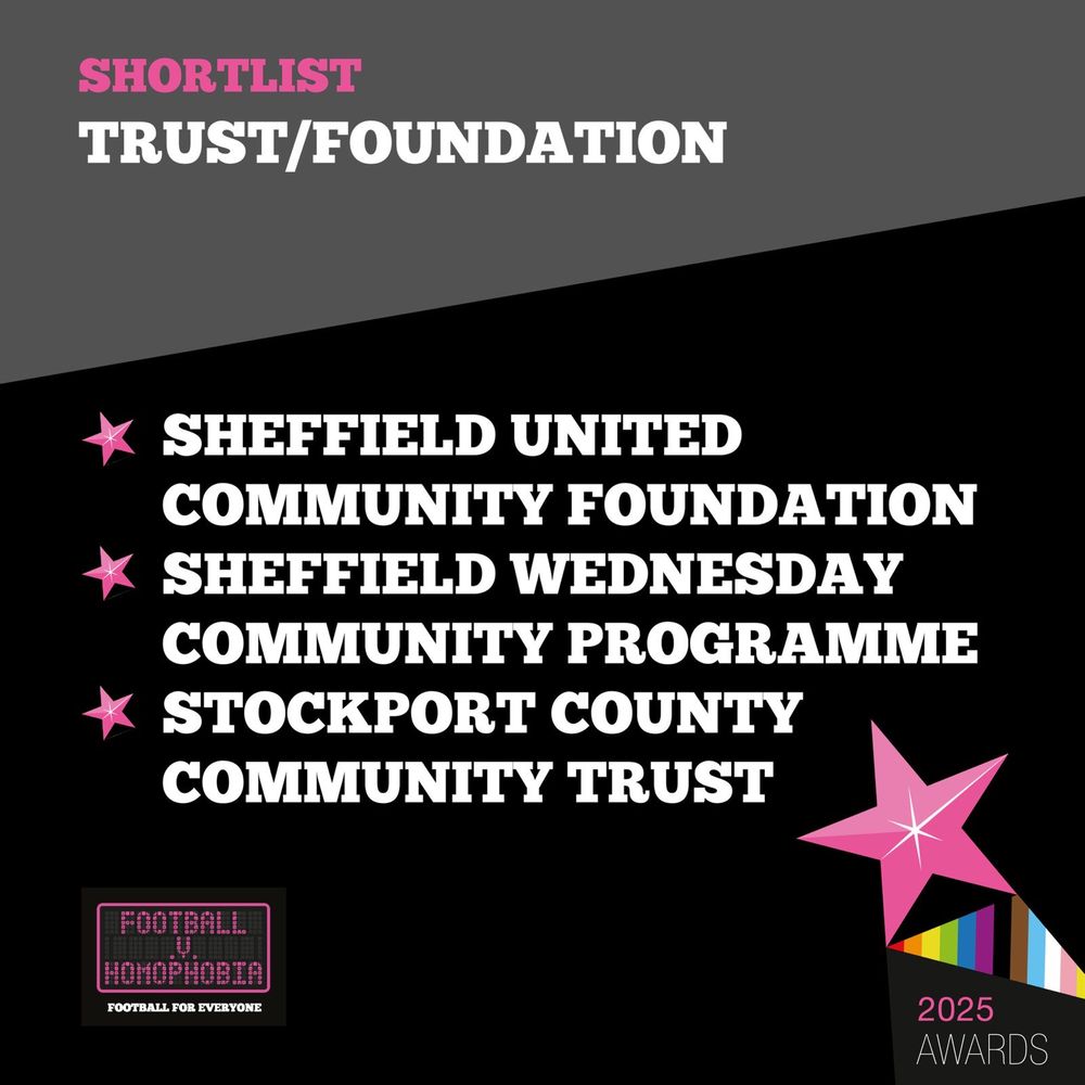Shortlist - Community Trust or Foundation - Sheffield United Community Foundation; Sheffield Wednesday Community Programme; Stockport County Community Trust - 2025 FvH Awards
