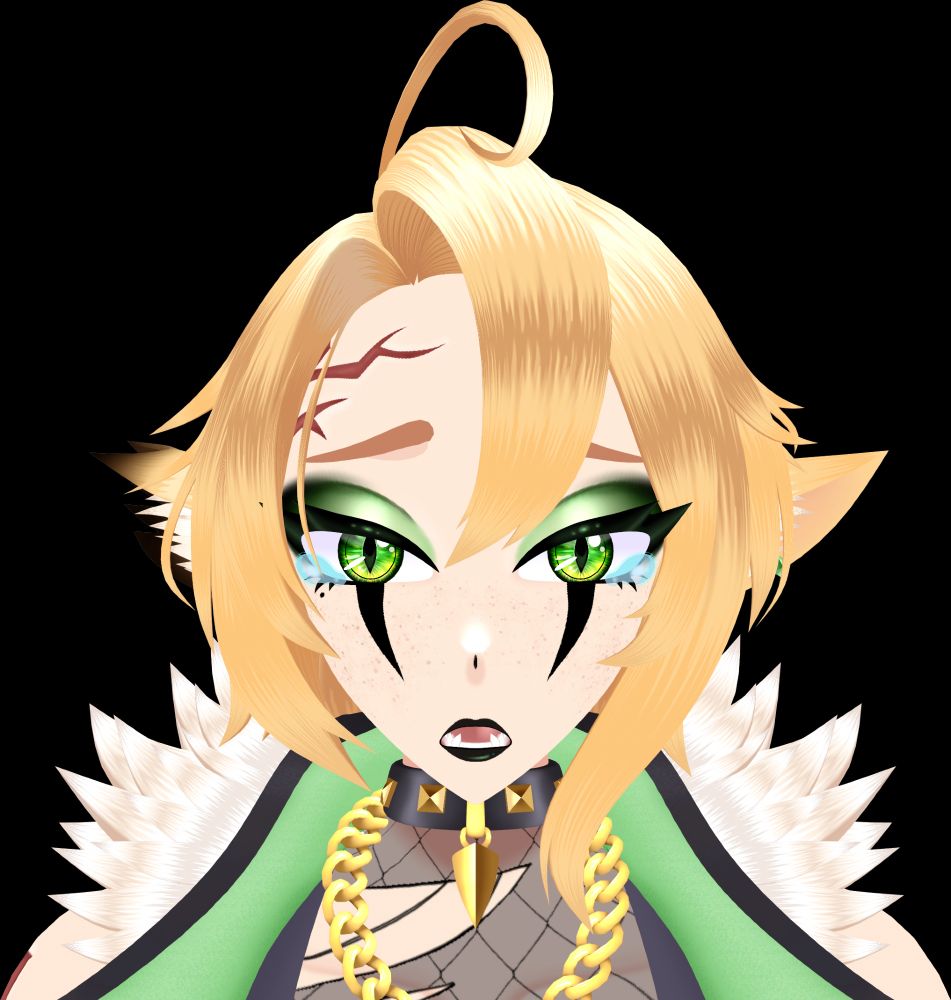 Hnetu, catgirl vtuber, crying with her mouth open in an attempt to look like Isaac from The Binding of Isaac.
