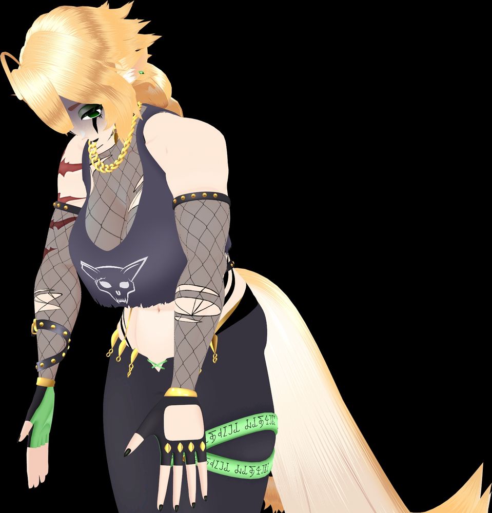 Hnetu, catgirl vtuber, dead tired and slumped over.