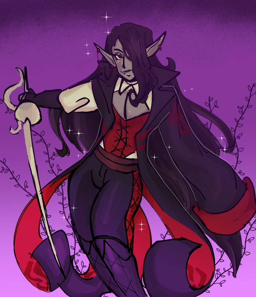fullbody drawing of a vampire woman