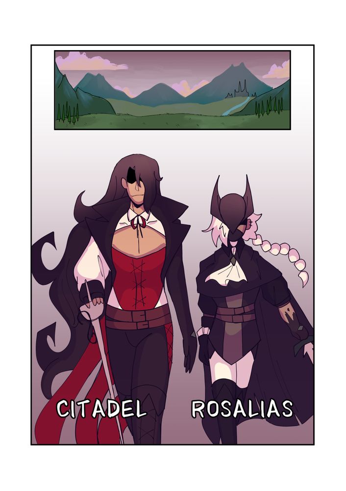 Comic page from Rosencrave
Citadel and Rosalias make their way to the fae court