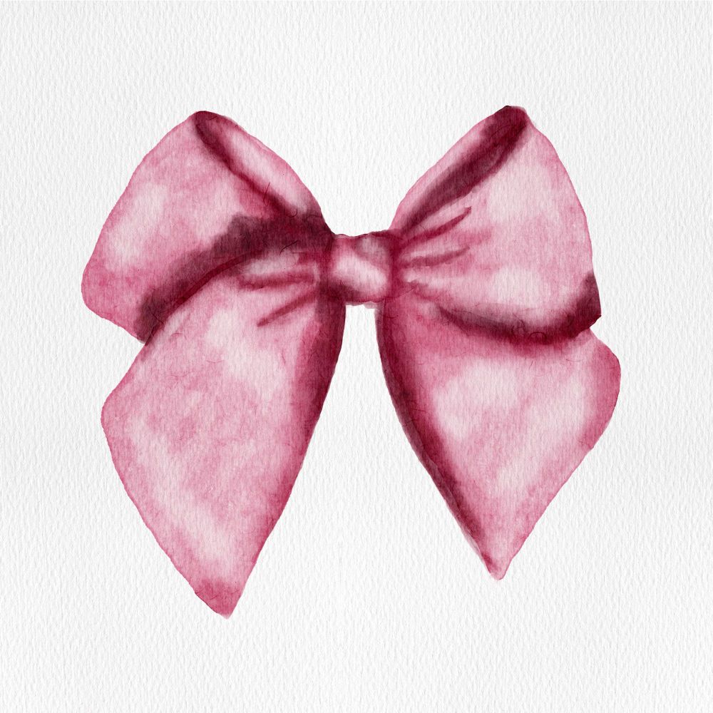 a pink watercolor bow drawn in procreate