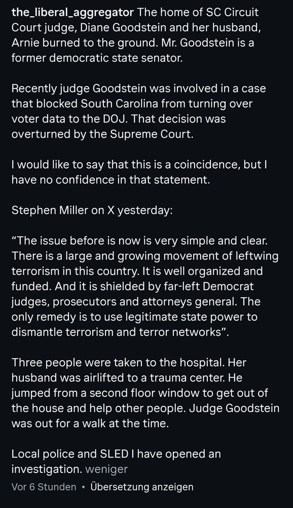 screenshot eines Instagram - Posts, der beschreibt, was passiert ist