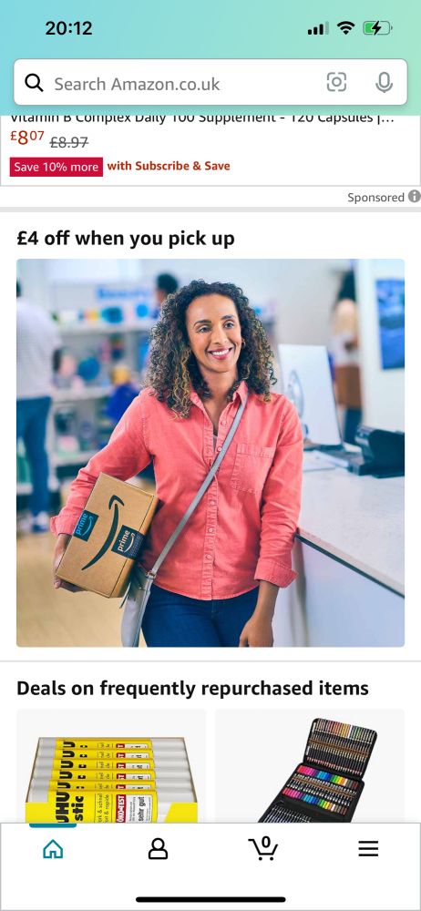 Screenshot from Amazon that offers money off if you come pick up your parcel.