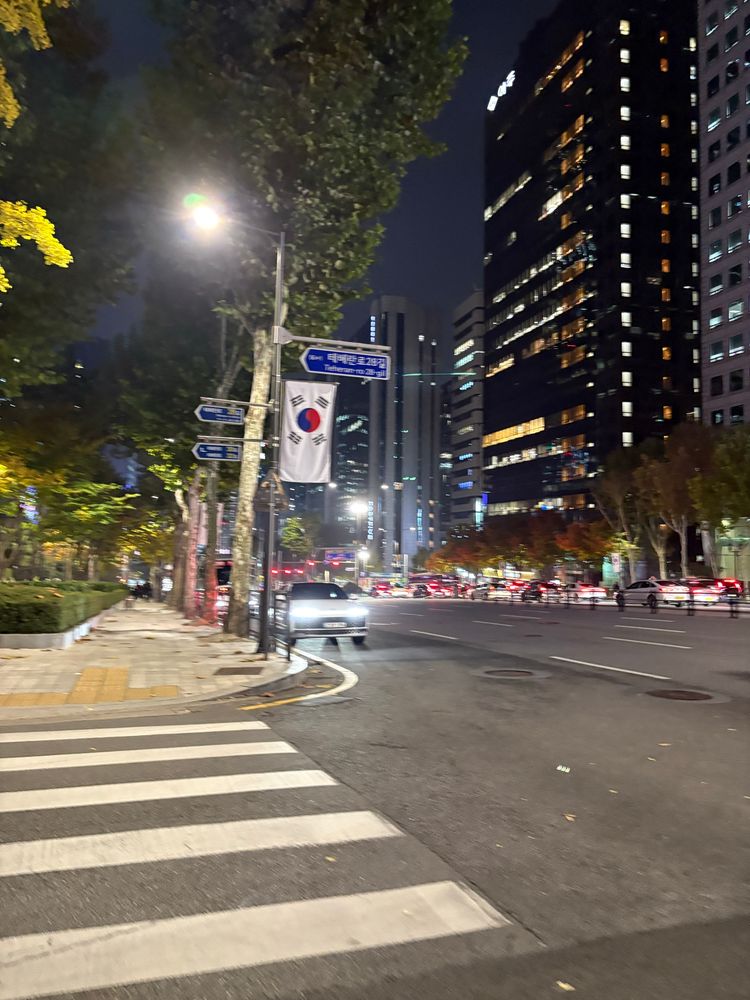 A Seoul city street at night