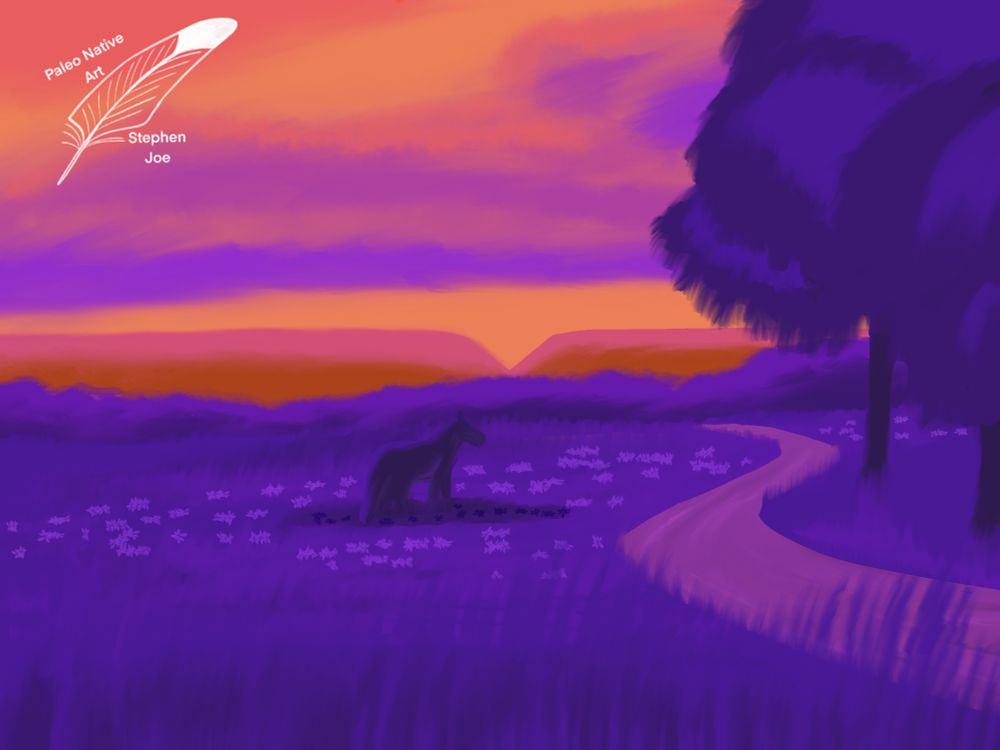 Done painted in Procreate.

Featuring a long horse in the background during the dusk time.