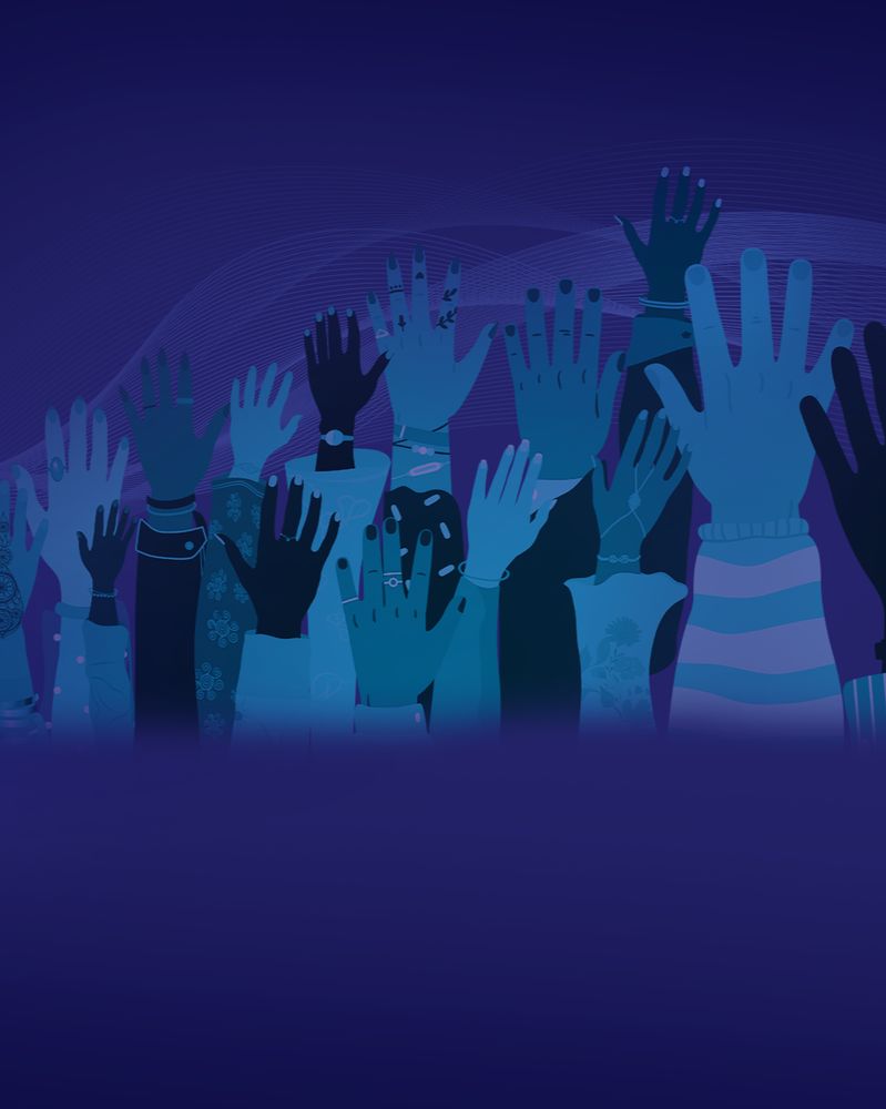 graphic raising hands