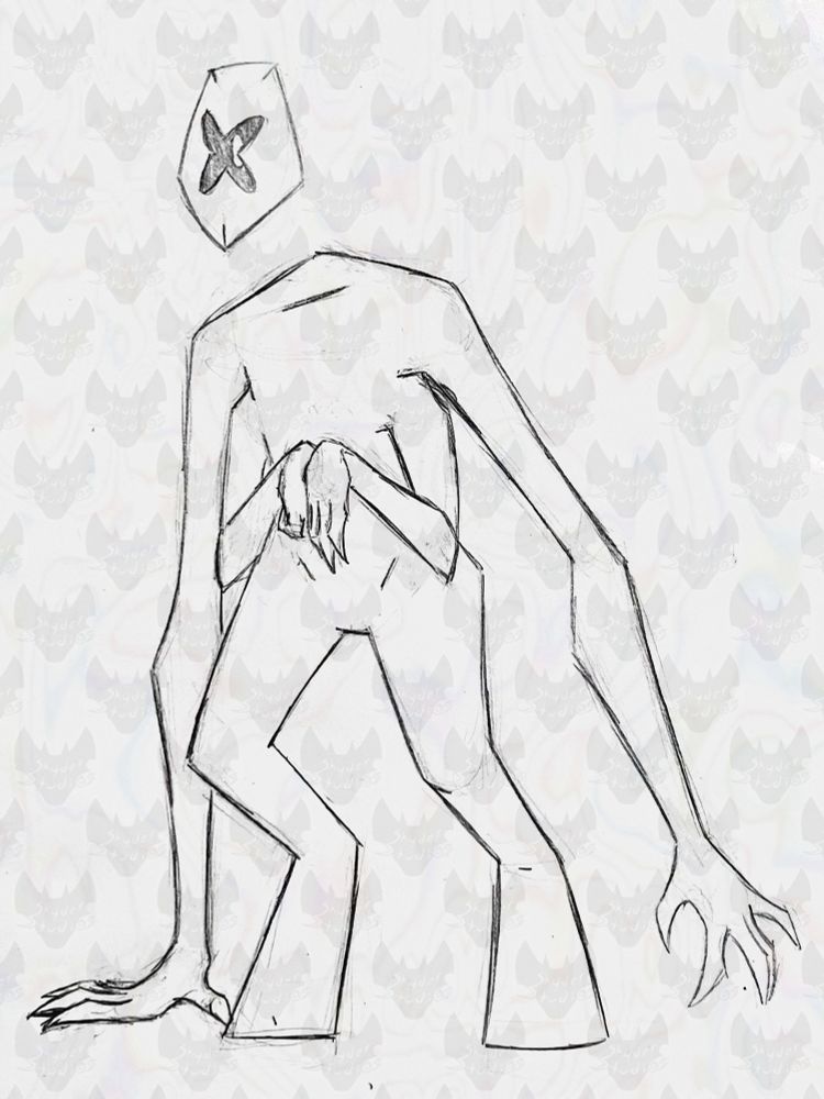Long-armed creature with two pairs of arms and one eye on a floating head. 