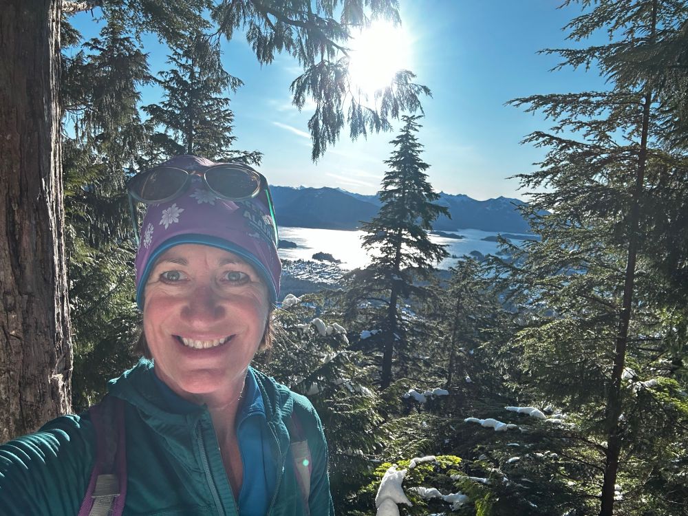 At the Gavin Hill Lookout overlooking Sitka Harbor.