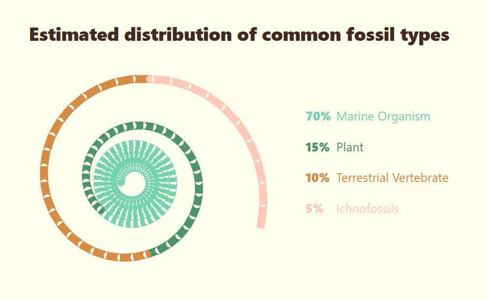 Distribution of common fossil types