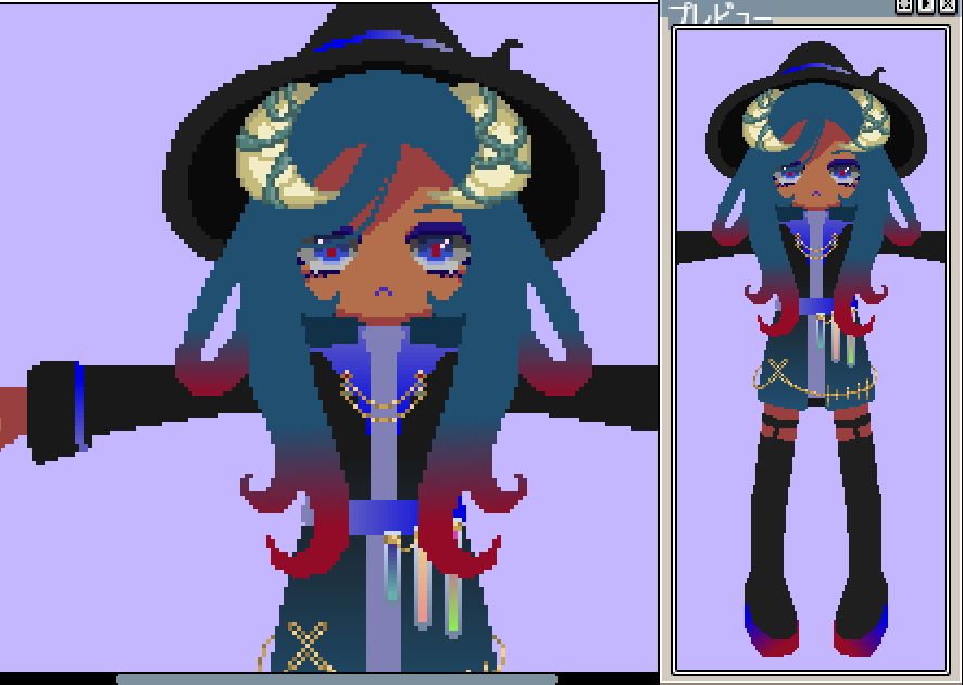 キャラクターデザイン　魔女っぽい帽子のキャラ