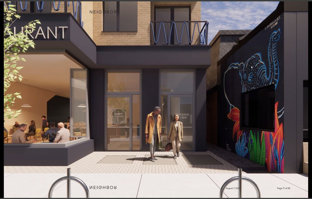 Artistic rendering of first floor, with Revival coffee on the right.