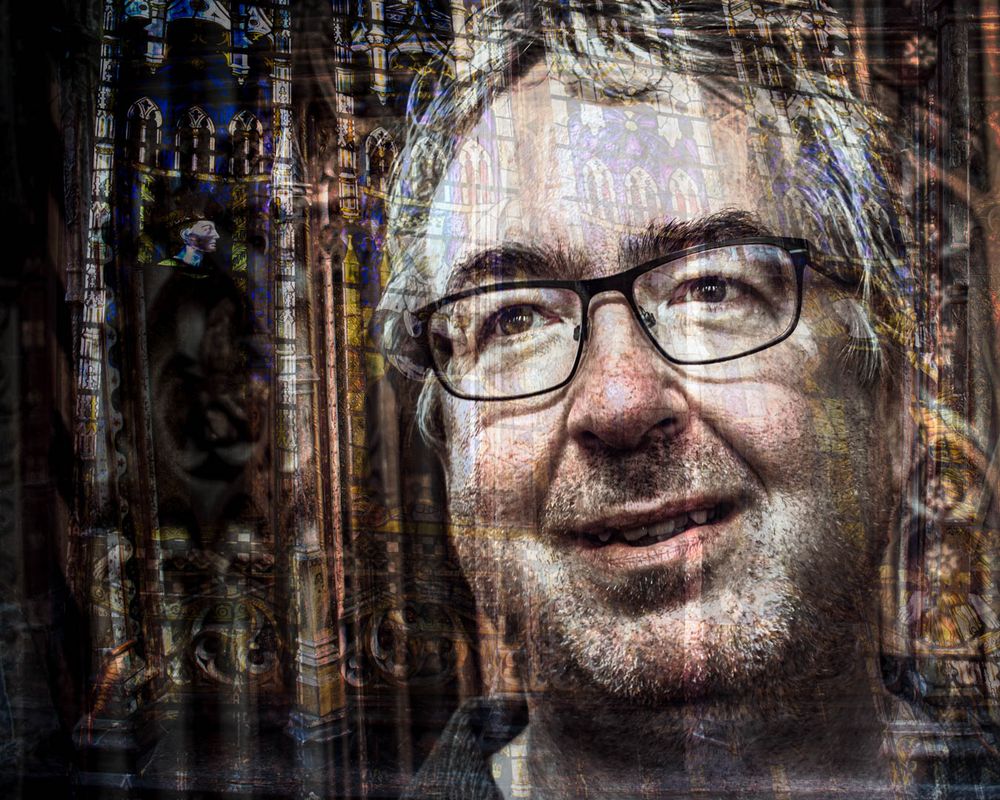 Portrait of man in a churchy setting