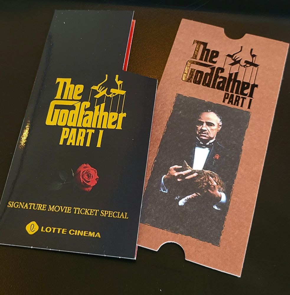 옛날명작들 극장에서 재상영해주는거 너무좋음☺️❤️❤️ 특전중에 티켓이 제일좋음ㅎㅎ 대부 보길 진짜 잘해따