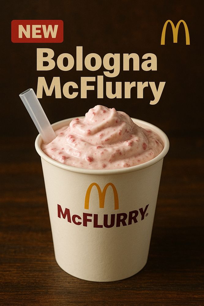The new balogna McFlurry is creamy ice cream blended with balogna bits to make this hearty treat. Cholesterol lives matter