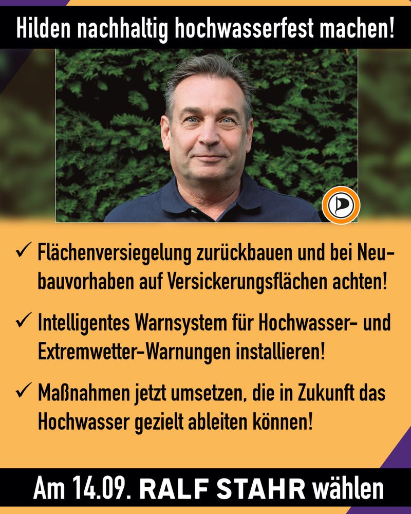 Flächenversiegelungen in Hilden zurückbauen, Versickerungsflächen schaffen und Maßnahmen ergreifen, um Hochwasser gezielt abzuleiten.
Intelligentes Warnsystem für Extremwetterereignisse aufbauen.