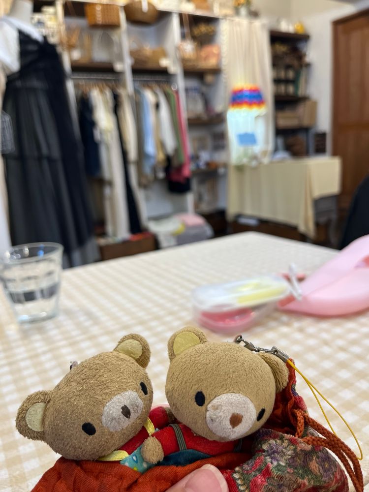 #ぬいぐるみ　#ぬい活　#ぬい撮り
sunny and moreで食事を待つポト吉と和臣