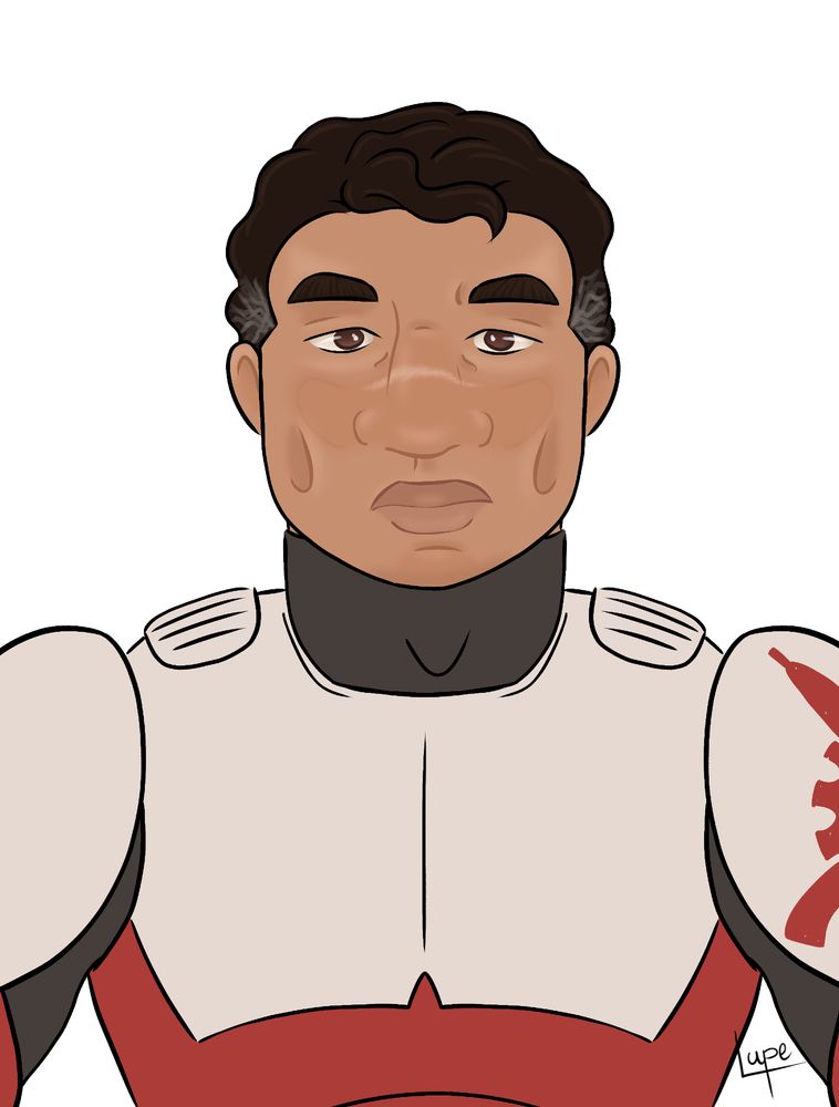 Still of Commander Fox looking sane and decent without lighting and with white background