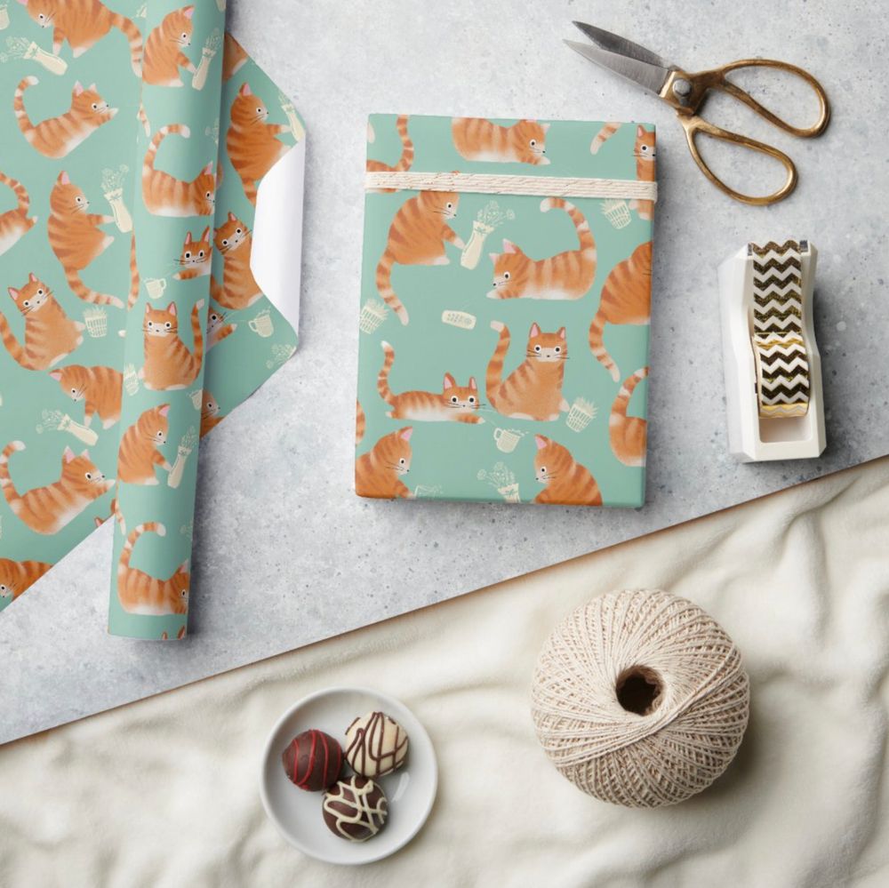 bad orange tabbby cat wrapping paper from Zazzle