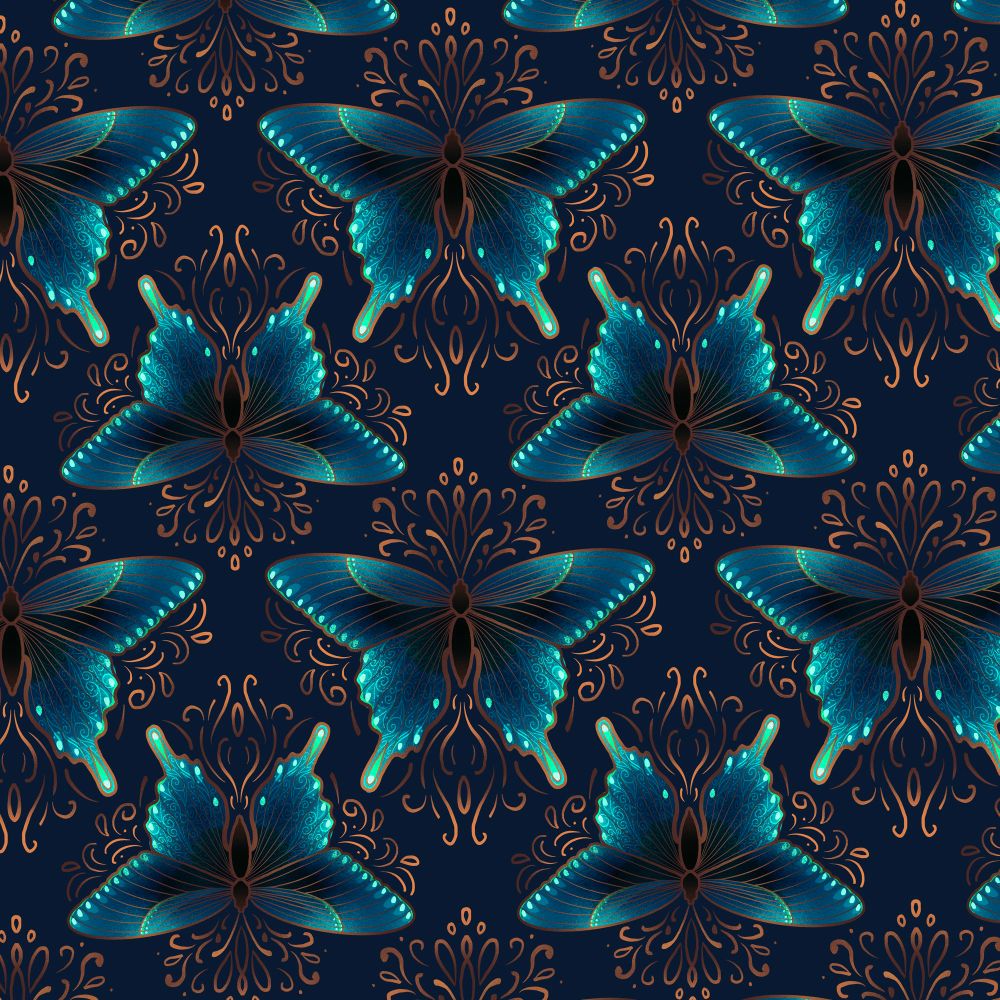 Jewel tone boho butterfly pattern on fabric at spoonflower 