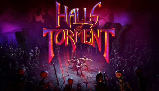 Halls of Torment (Video Game) Cover Art
Champions standing in the center surrounded by skeletons. Title of the Game is in the big in the middle.