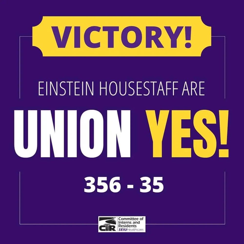 Victory Einstein Hospital Philadelphia House staff vote yes for a union 356-35
