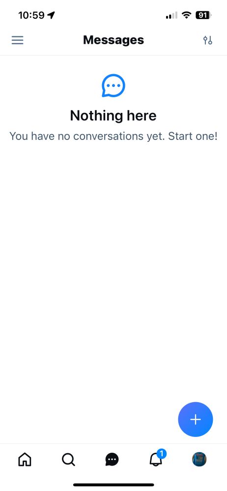 Messages screen on Bluesky