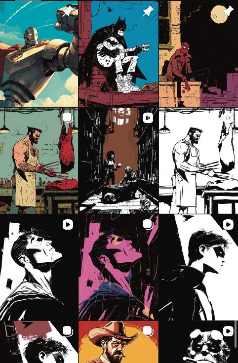 the last posts on his instagram
an art style very Mignola / comic book
but we can already see that he's drawing with different art style in each post