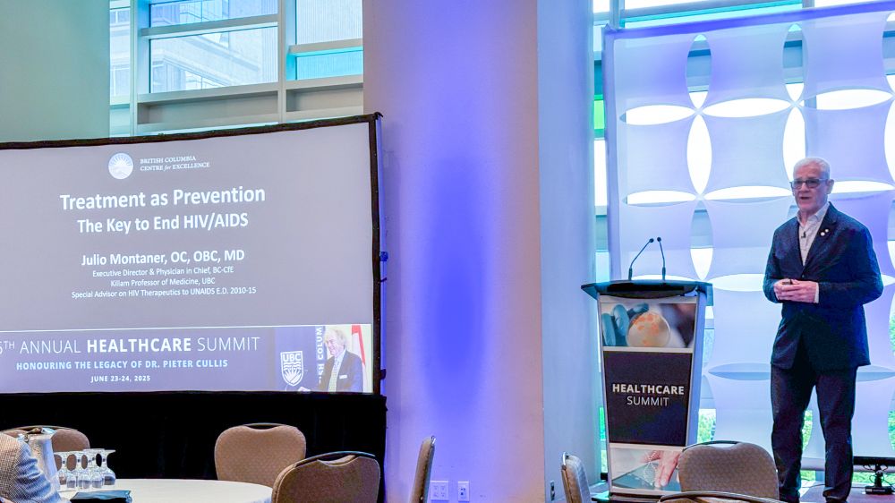 Dr. Julio Montaner presenting at the 25th Annual Healthcare Summit on June 23, 2025.