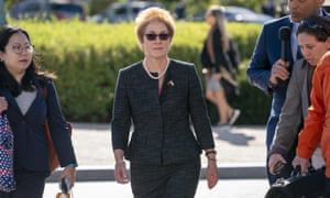Marie Yovanovich on her way to testify before Congress after trump removed her from her diplomatic position in Ukraine because her brilliant anti-corruption work interfered with his corruption efforts.
