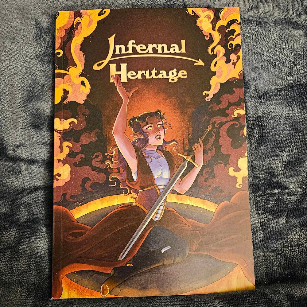 A photo of a book titled Infernal Heritage 