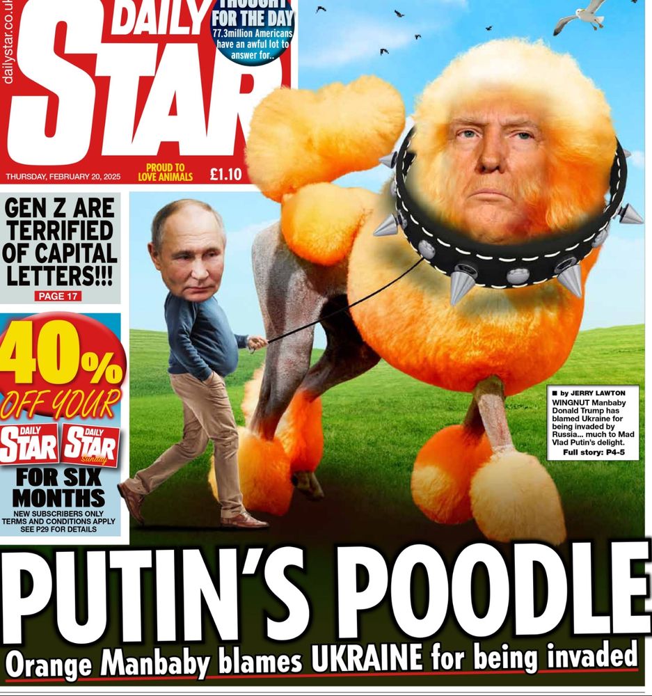 Daily star headline “Putin’s poodle “