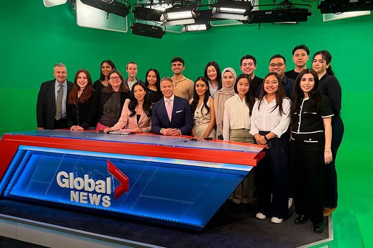 Sevi and her students worked behind the scenes in the busy newsroom 