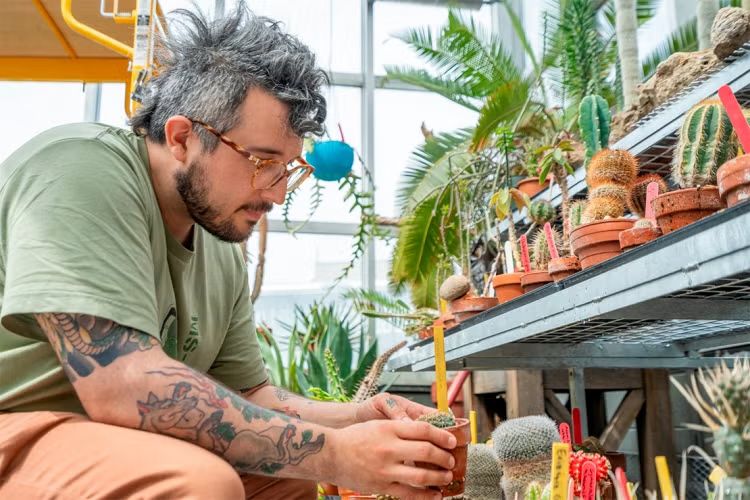 Tom Gludovacz, chief horticulturist, says the new LED lighting emits the specific spectrum of light plants need 