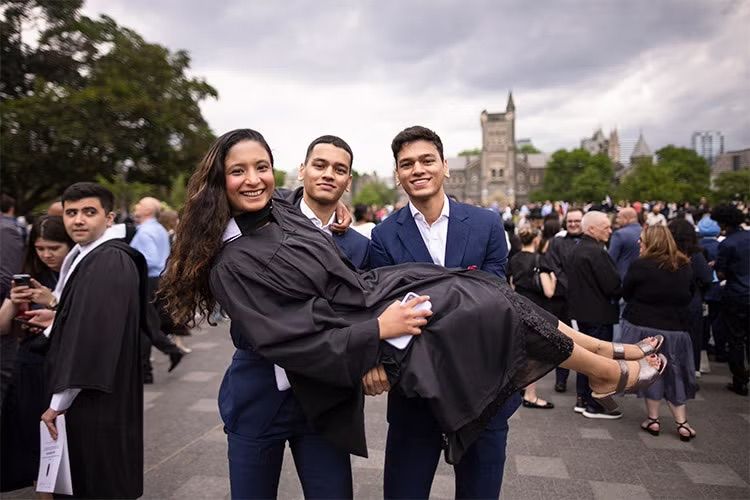 The cloudy skies didn't darken the mood for this U of T Mississauga graduate